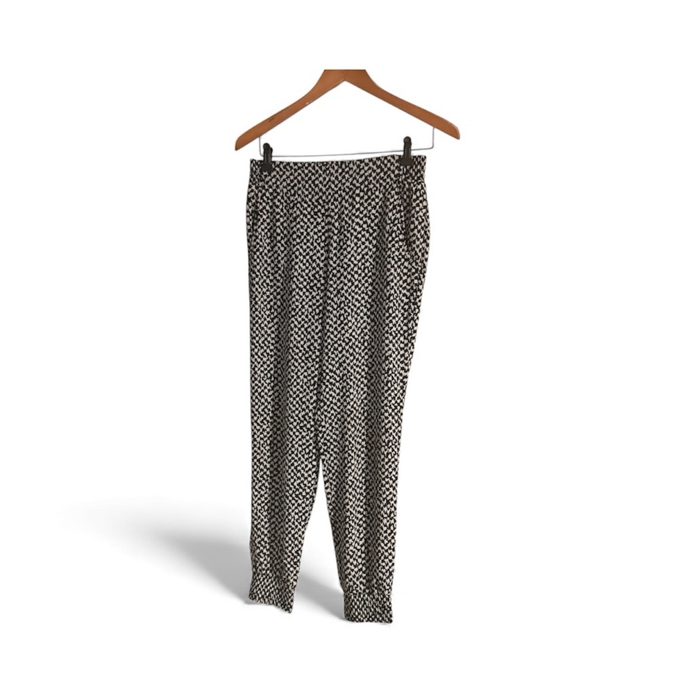 Theory Black and White Patterned Cropped Pants jogger style size S